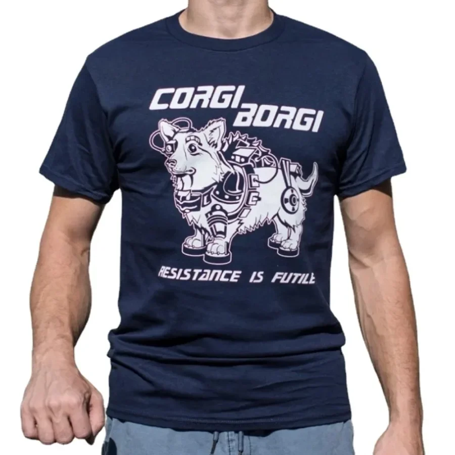 

Resistance Is Futile. Funny Corgi Borgi Dog Gifts T Shirt New 100% Cotton Short Sleeve O-Neck T-shirt Casual Mens Top