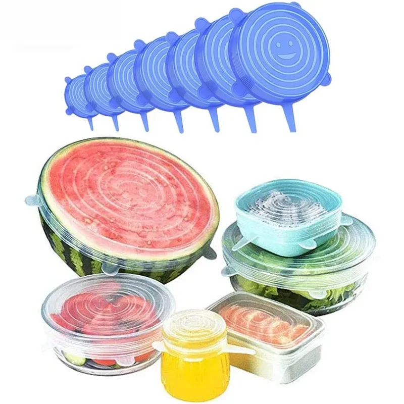 Universal Reusable Silicone Stretch Lids Food Wrap Silicone Cover for Cookware Bowl Pan Cooking Kitchen Accessories