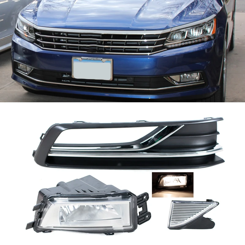 

For Volkswagen VW Passat NMS B7 B5 2016 2017 2018 Front Bumper Fog Light Lamps Reflectors Trim Fog Light Grille Cover With Bulb