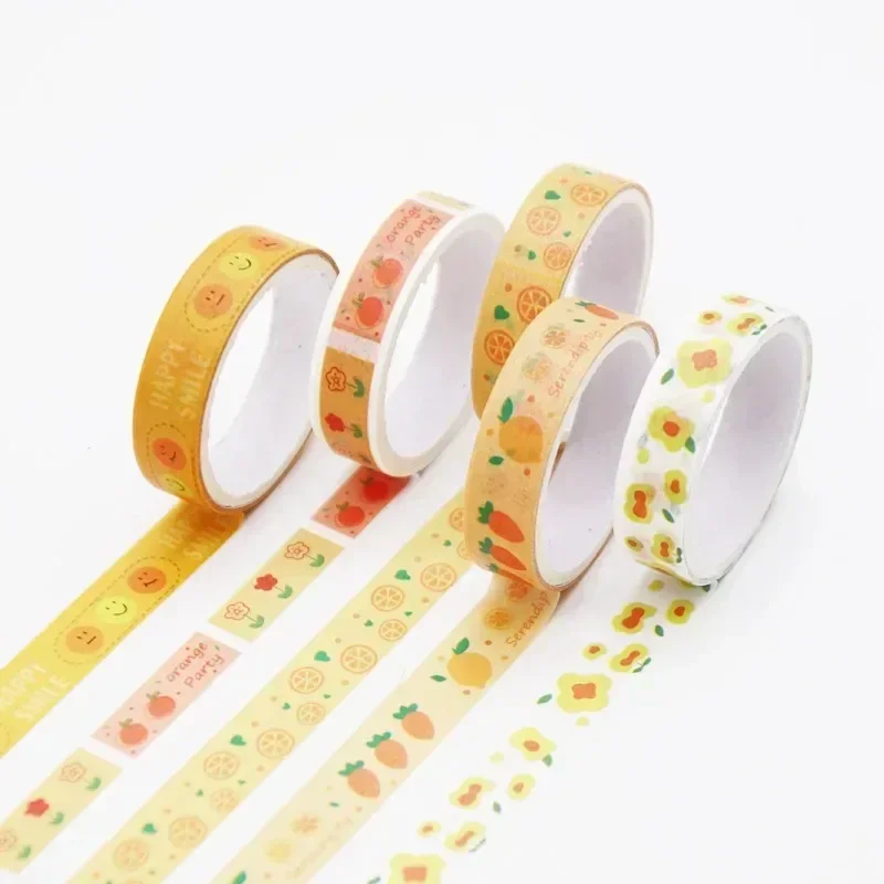 5Rolls/box Solid Color Washi  Set Decorative Masking Cute Scrapbooking Adhesive Tape School Stationery Supplies