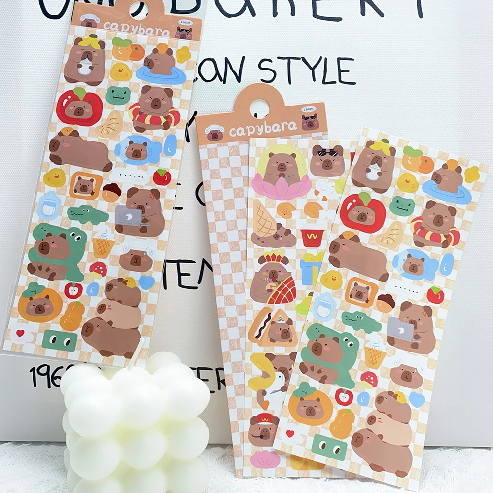 

2Sheets Cartoon Cute Capybara PET Stickers Decals For Phone Laptop Suitcase Scrapbook DIY Aesthetic Stickers Kids Toys ifts