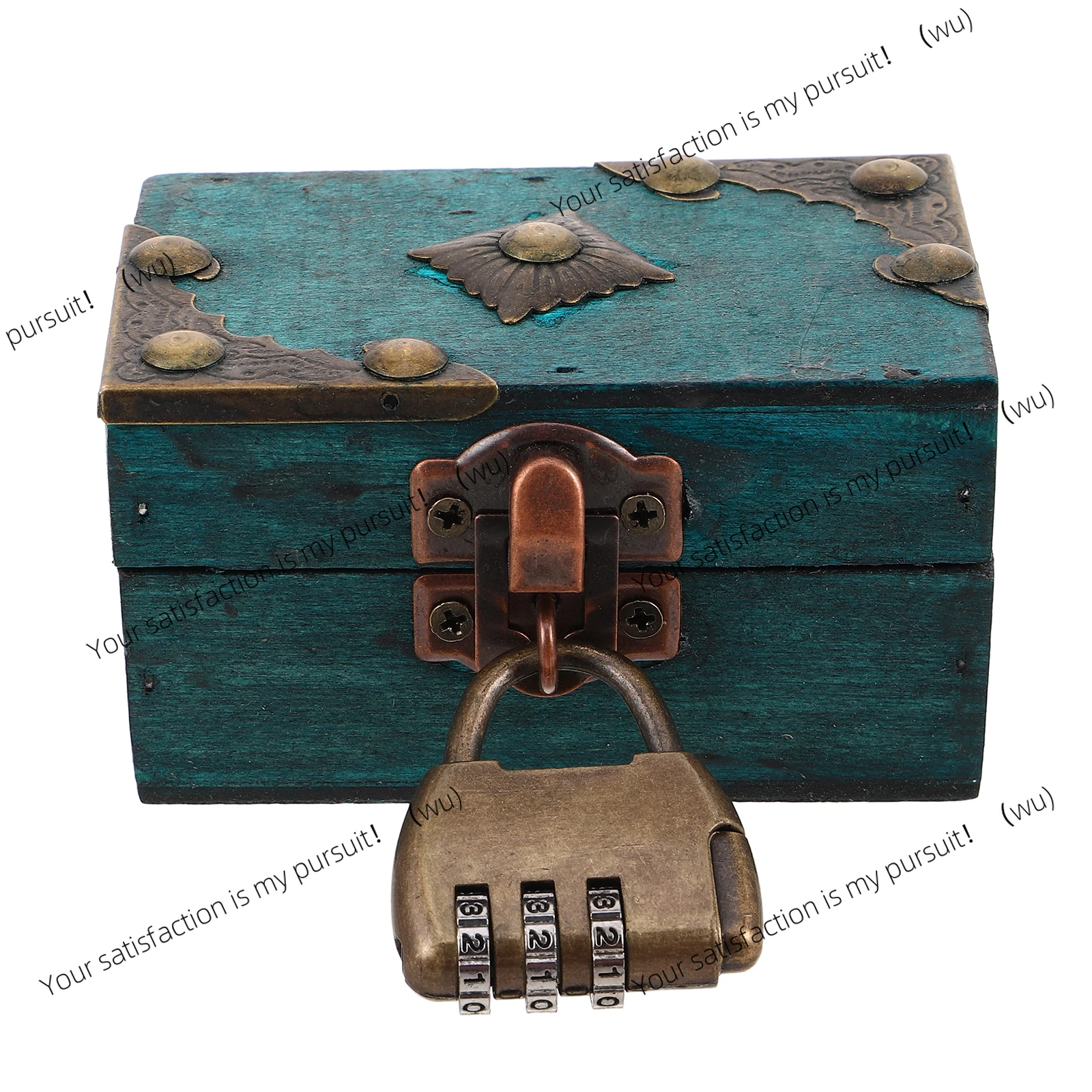 Retro jewelry wooden storage box with lock 9x5.5x5cm, trinket commemorative neat container