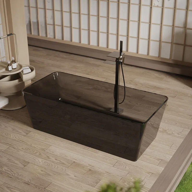 For Small Apartment Hotel B&B Rectangular Transparent Resin Bathtub Household Adult Independent Integrated Thermal Insulation