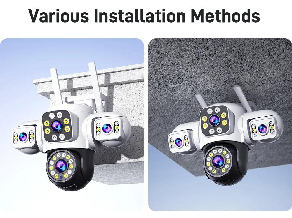 6MP Yoosee App  Tris- Lens   Full Color Wireless WIFI  PTZ IP Dome Camera AI Humanoid Detection Home Security CCTV Baby Monitor