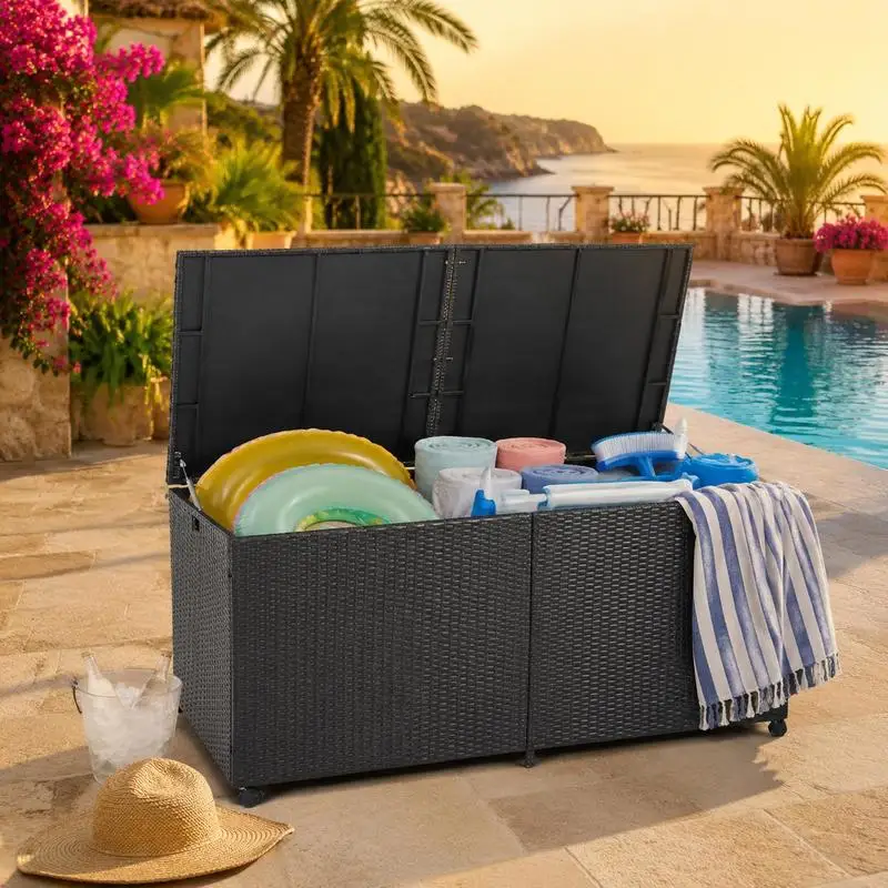 Boîte de rangement extérieure de 175 gallons avec roues universelles et doublure zippée