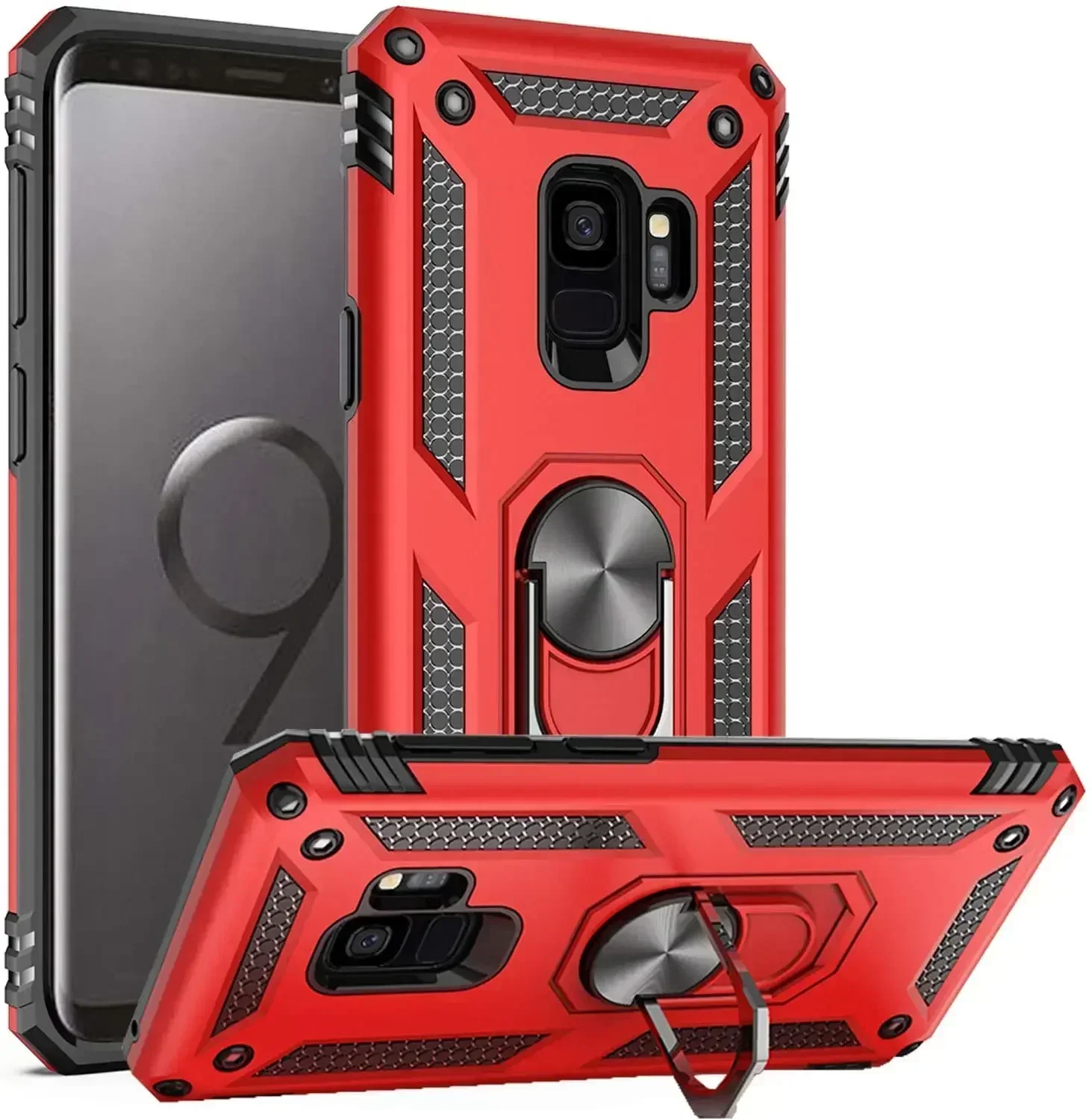 for Samsung S9 Plus + S9 Case for Samsung Galaxy S9 Plus Protector Armor Military Shockproof Magnet Car Holder Ring Case Cover