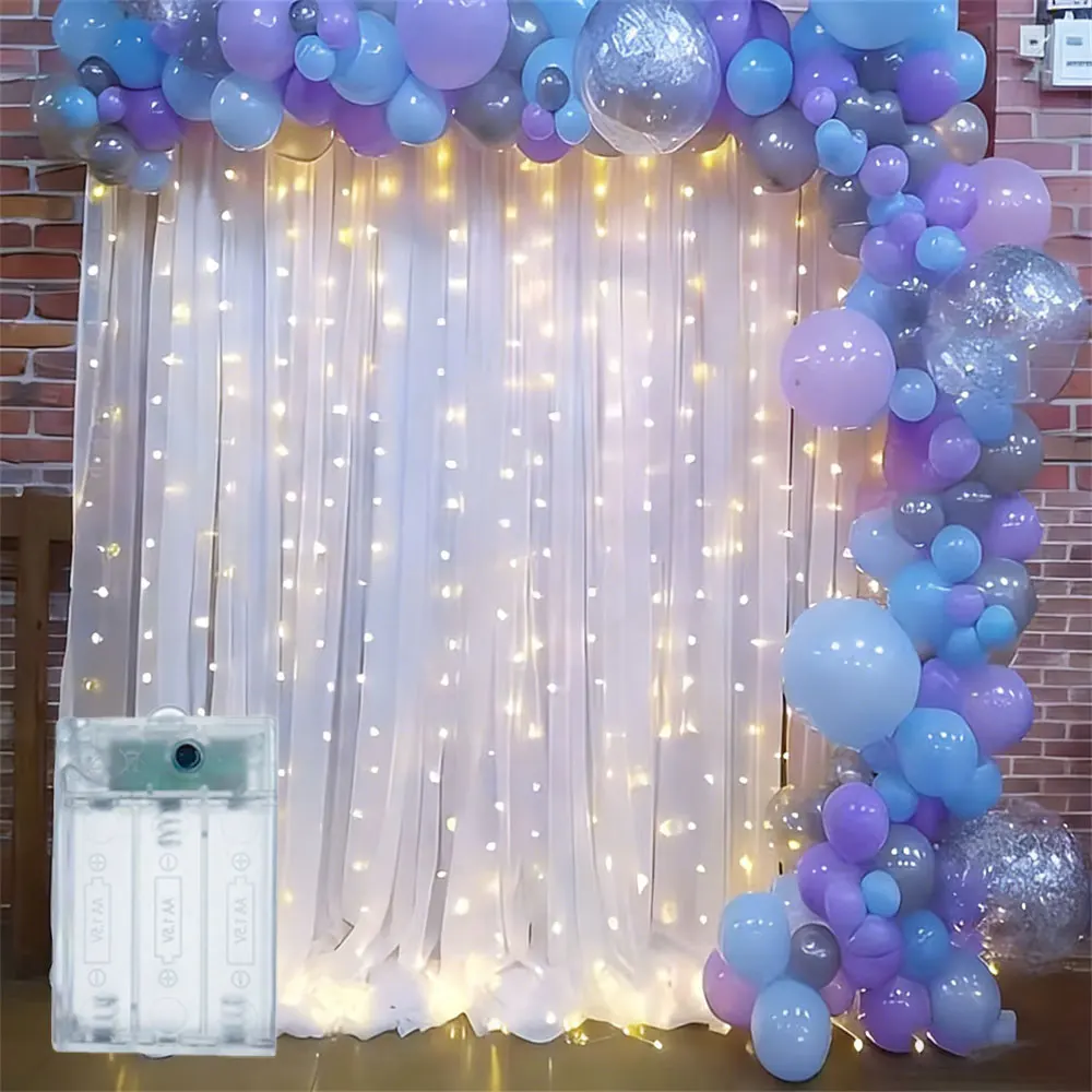 

Wedding Party Festoon LED Curtain Light String Fairy Garland Holiday Outdoor Patio Ramadan Home Room Decoration Battery Power