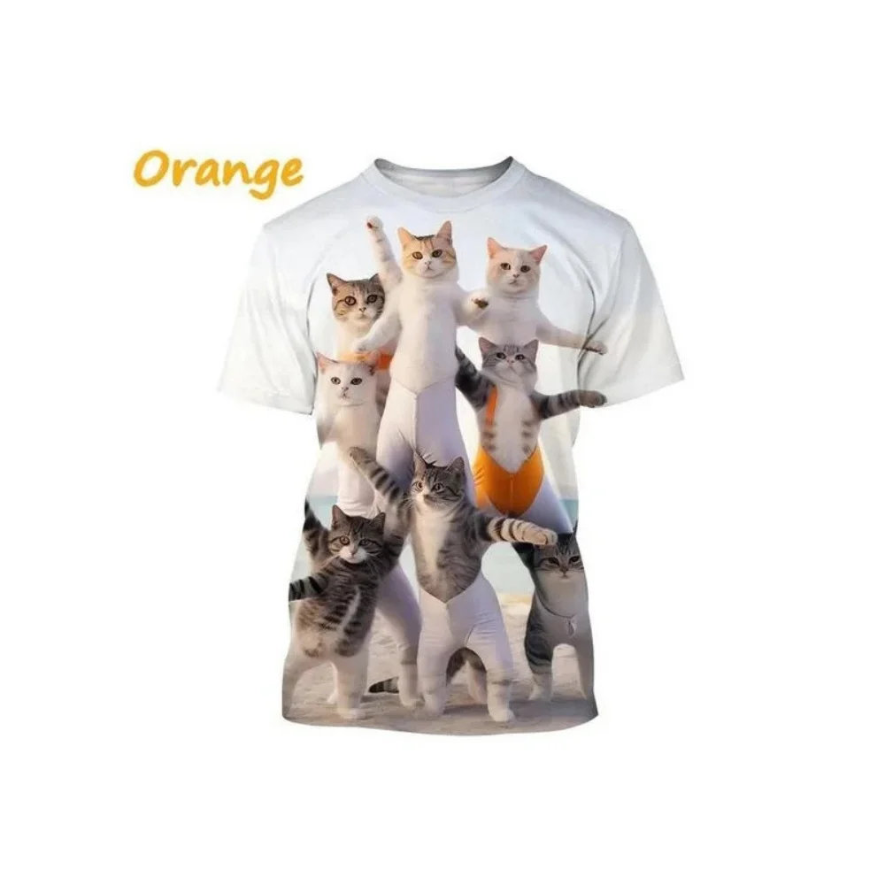 2025 Boy T-Shirts Cute Animal Cat 3d Print Fashion Short Sleeved Animal Tops Casual T-Shirts Boys' Clothing Children T-Shirts