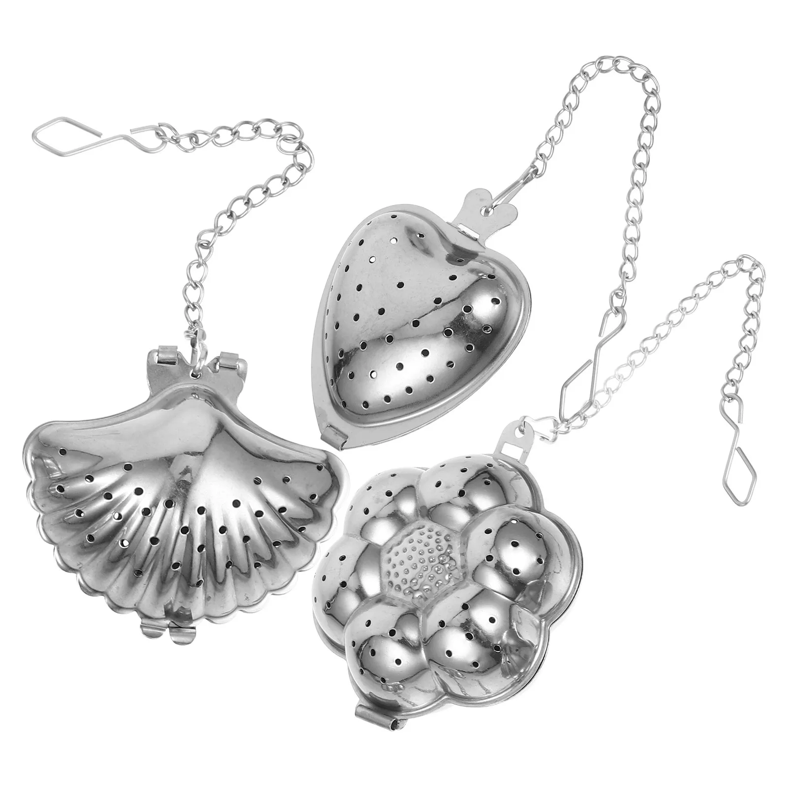 

3pcs Stainless Steel Tea Infuser For Loose Leaf Tea Reusable Fine Mesh Strainer Home Office Kitchen Bar Use Heart Seashell