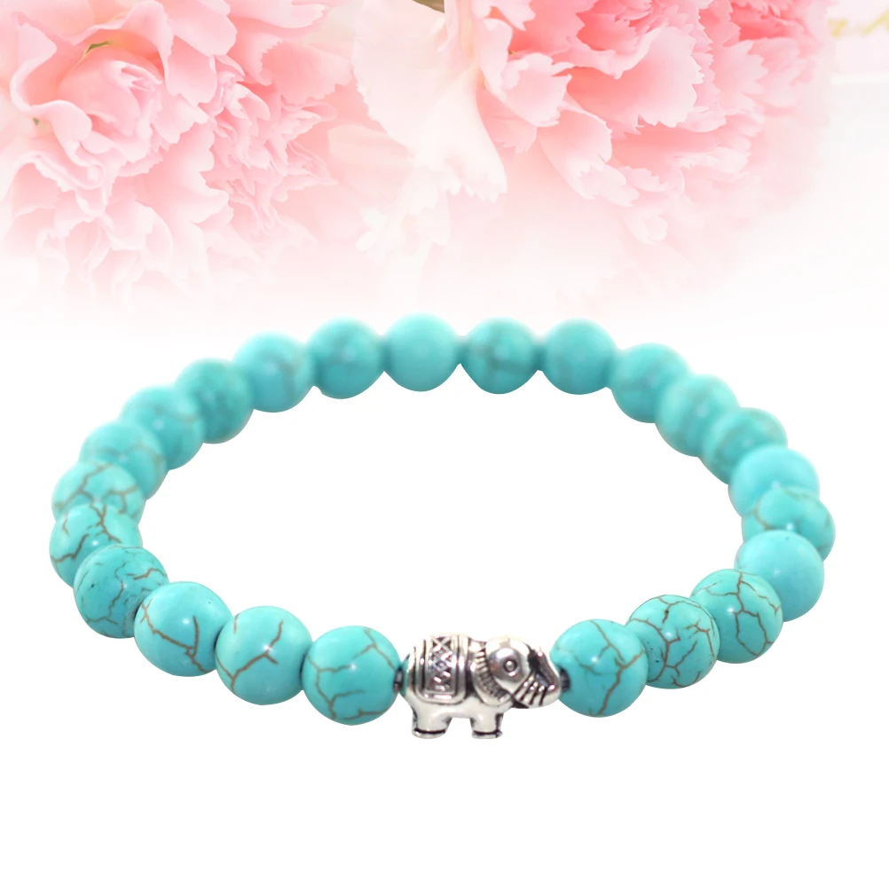 

Fashion Couples Beaded Bracelets Natural Stone Elephant Alloy Calming Energy Gift For Women Men
