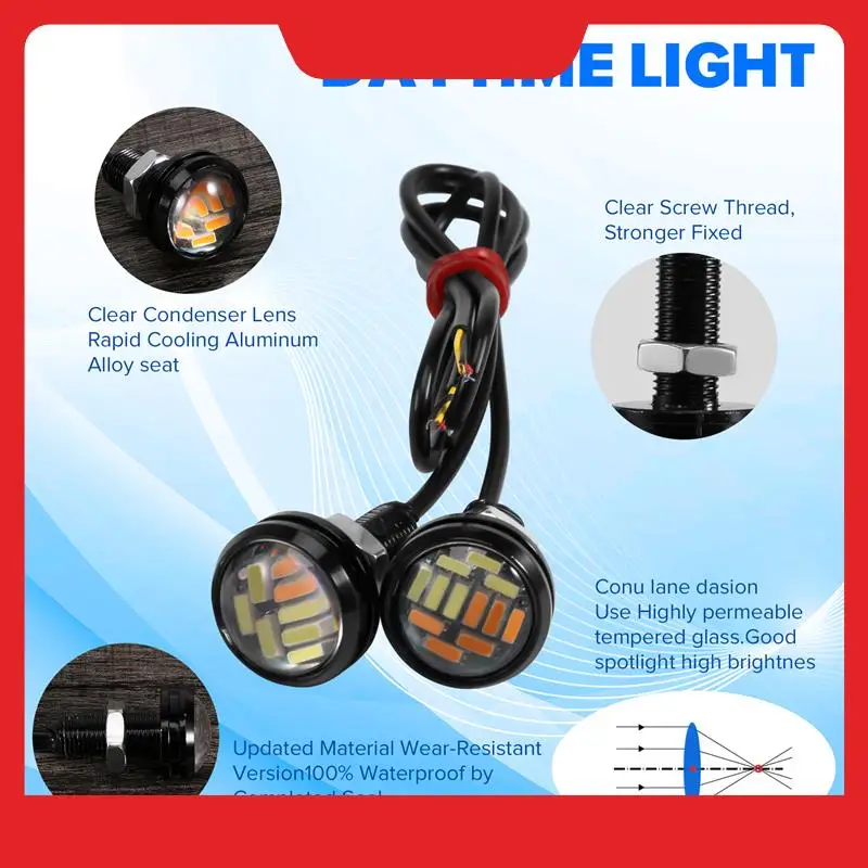 

10 Pcs 12V 23Mm Dual Color Switchback 4014 Smd 12 Led Drl Eagle Eye Daytime Light Car Motor Turn Lights