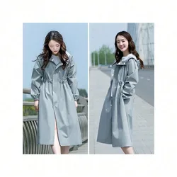 1PC Korean Coat Type Raincoat Women Waterproof Adult Rainproof Windproof Long Sleeve Riding Sweet Girls