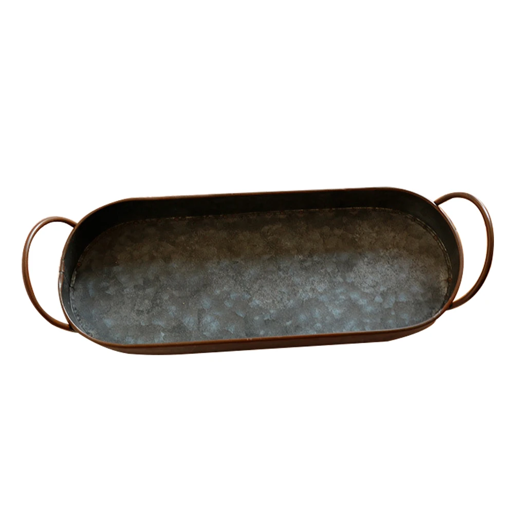 

Iron Bread Tray Vintage Wrought Salver Metal Decor Pastry serving Kitchen Dining Room Jewelry ganizer Oval Plate Food