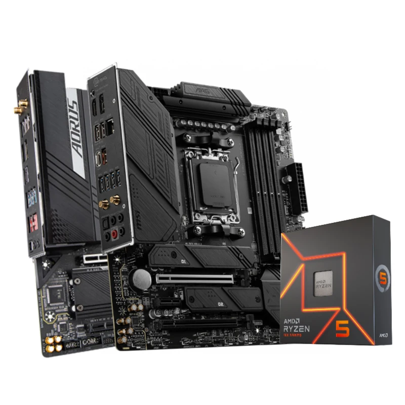 Процессор AMD AM5 Ryzen R5 7600X в штучной упаковке с комплектом материнской платы MSI A620M-E/Gigabyte B650M AORUS ELITE AX