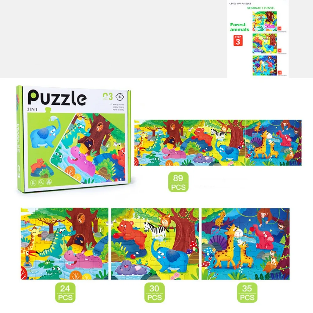 

Panda Puzzle Forest Animals Building Block Home Decor Cartoon Animal Jigsaw DIY Elephant Numbers Jigsaw Puzzle Children