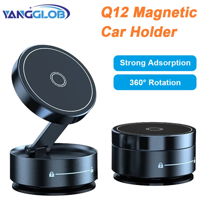 

Q12 Strong Magnetic Car Phone Holder Foldable 360° Rotation Vacuum Adsorption For Car/Desk/Bathroom Universal Car Holder