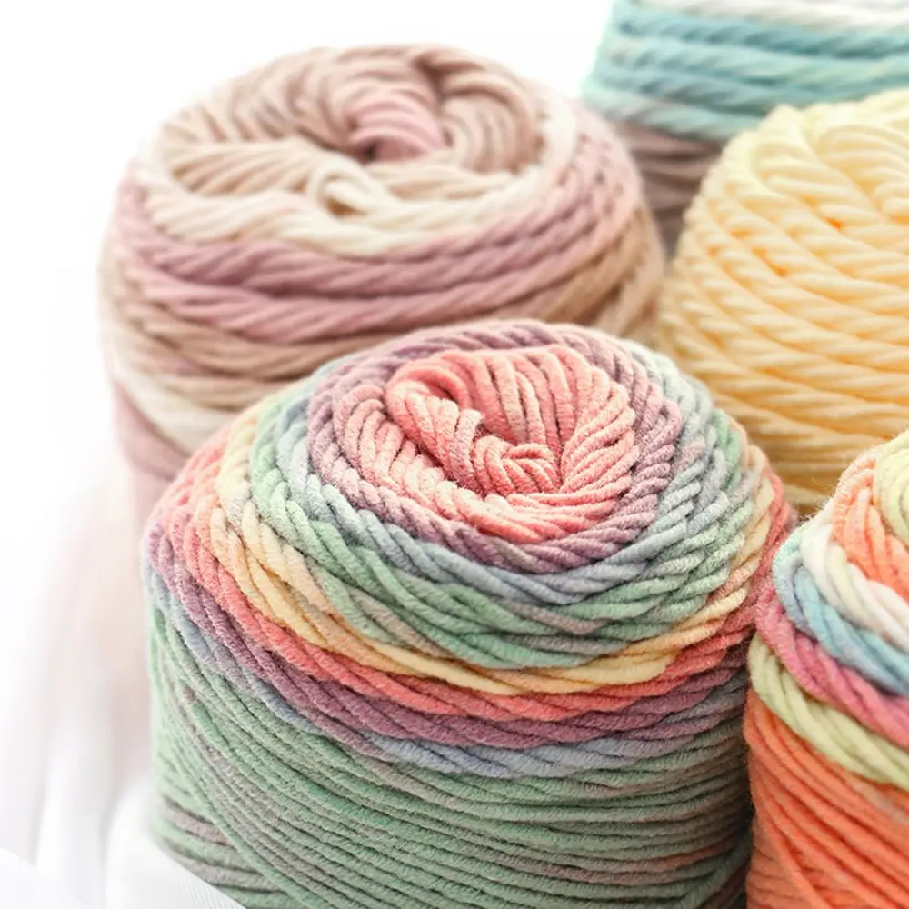 

5-strand Rainbow Color Cotton Yarn Soft Warm Wool Yarn Sofa Cushion Sweater Scarf Hand-woven Crochet Knitting DIY Accessories