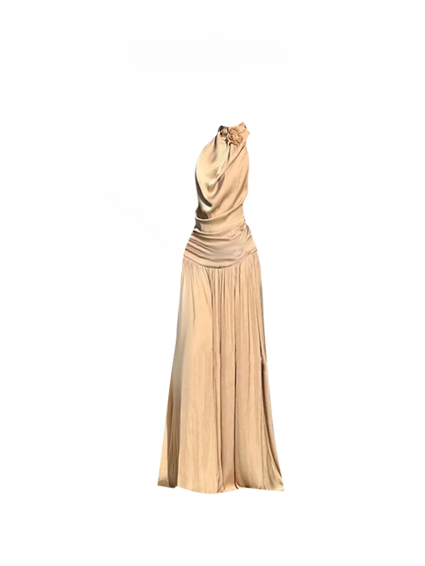 

Heza Sexy Chic Backless Hanging Neck Dress Women's High-End Feeling Ladylike Dress Summer Long Skirt Style Casual Wear