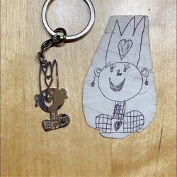Custom Kids Drawing Keychain Stainless Stee Personalized Children Artwork Pendant Keyring for Kids Mom Family Jewelry Gifts