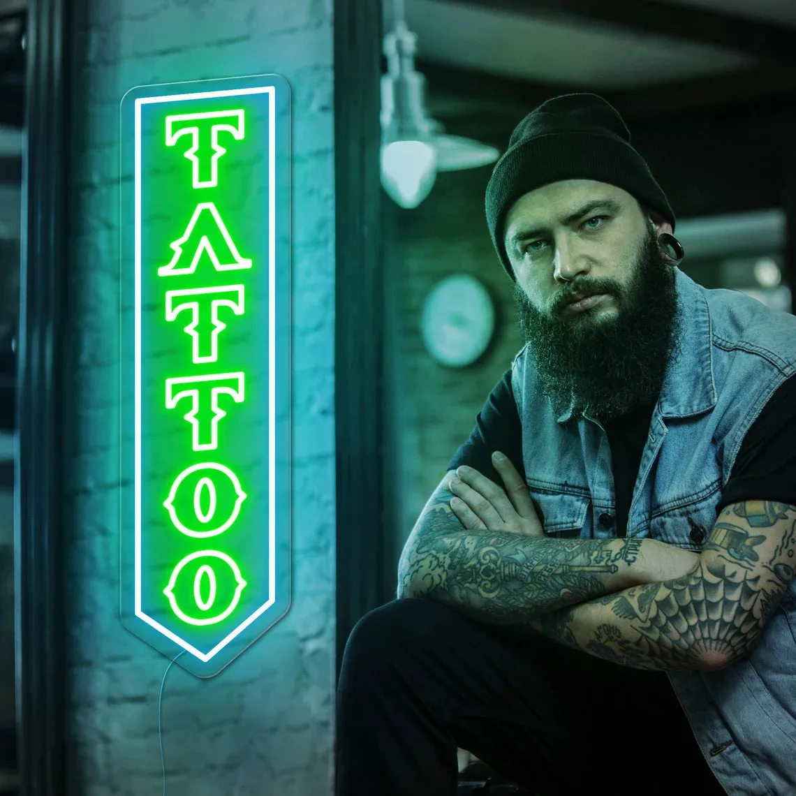 Tattoo LED Neon Sign for your Studio, Tattoo Time Neon Sign, Tattoo Open Neon, Vertical Tattoo Neon Sign, Custom Neon Sign Decor