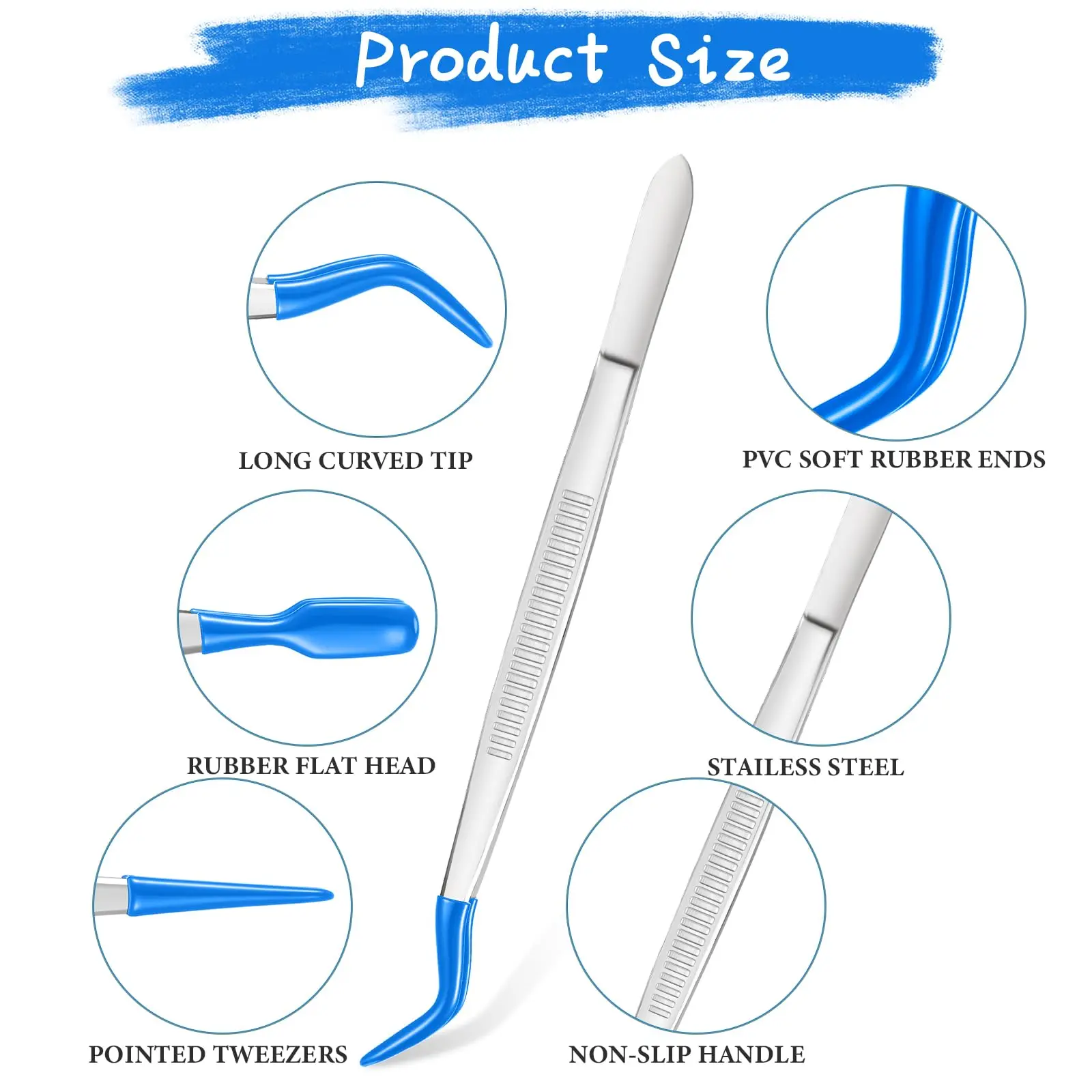 1 個のピンセット、ゴムチップ付きピンセット、PVC コーティングされたピンセットセット、ゴムストレートチップピンセット、ゴムフラットチップピンセット、ロングベント