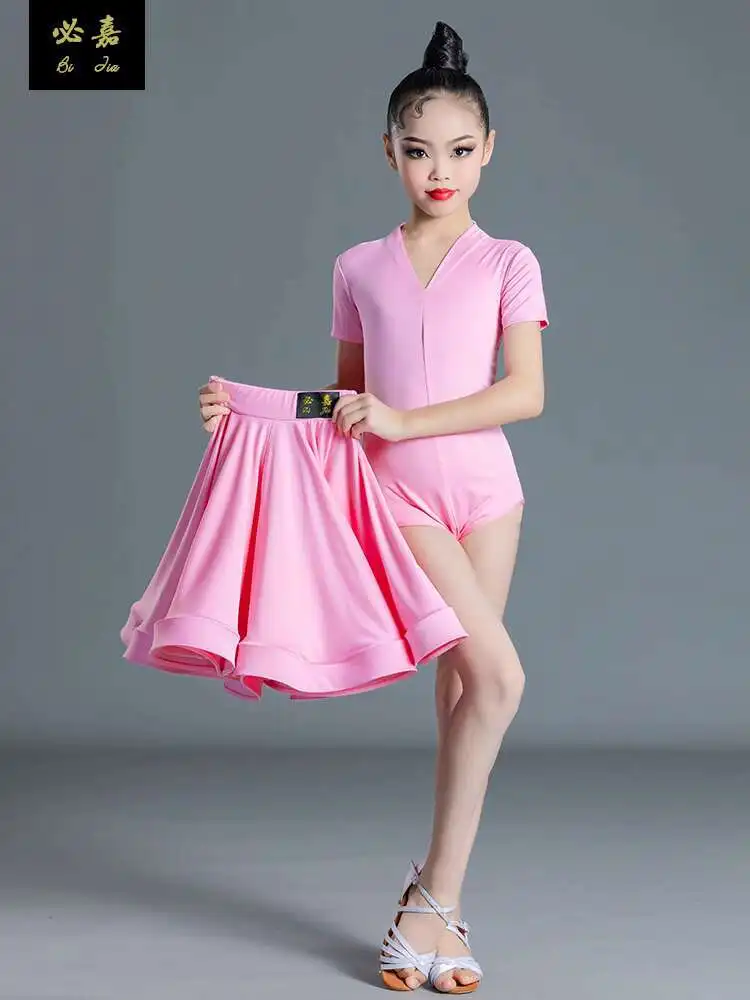 子供用ラテンダンス衣装、女の子用ダンス衣装、子供用練習衣装、女の子用半袖ワンピースラテンダンス