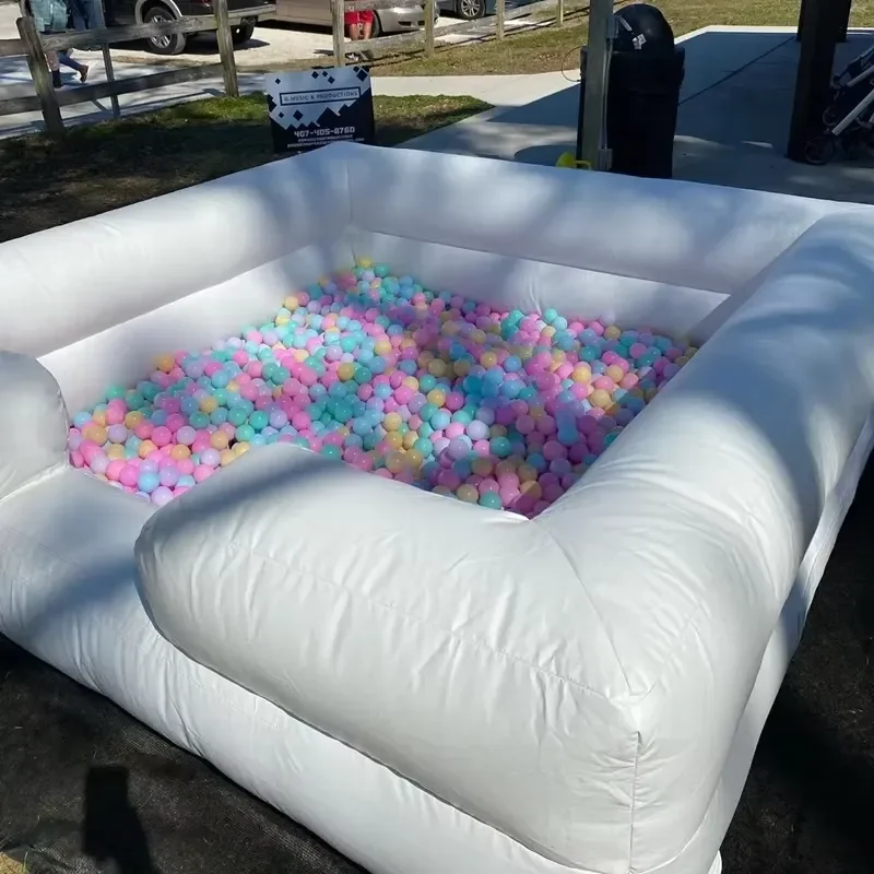 White PVC Inflatable Ball Pit with Slide for Kids Soft Play Pool New Design Indoor Outdoor Game Center Children Fun House