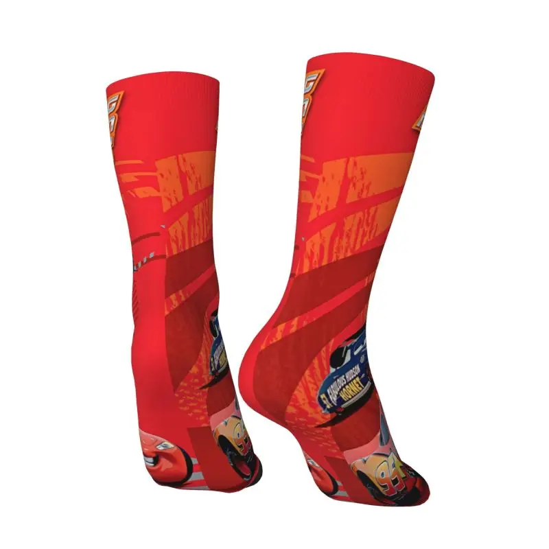 Team Lightning McQueen Racer Men Women Crew Socks Unisex Kawaii Cartoon Cars Spring Summer Autumn Winter Dress Socks