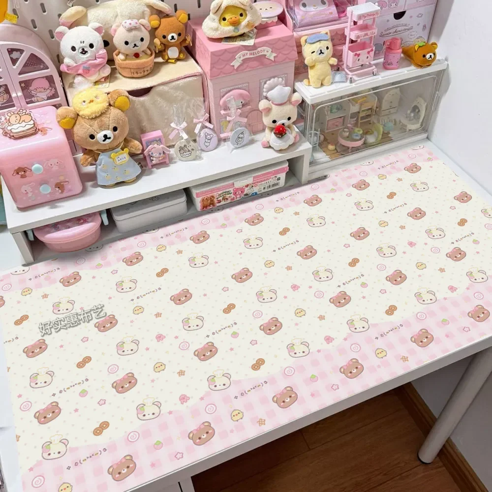 

Милый коврик для мыши из искусственной кожи с бантом и рисунком медведя, настольный коврик для офиса, скоростной коврик для компьютера, коврик для клавиатуры ноутбука, мультяшный дизайн