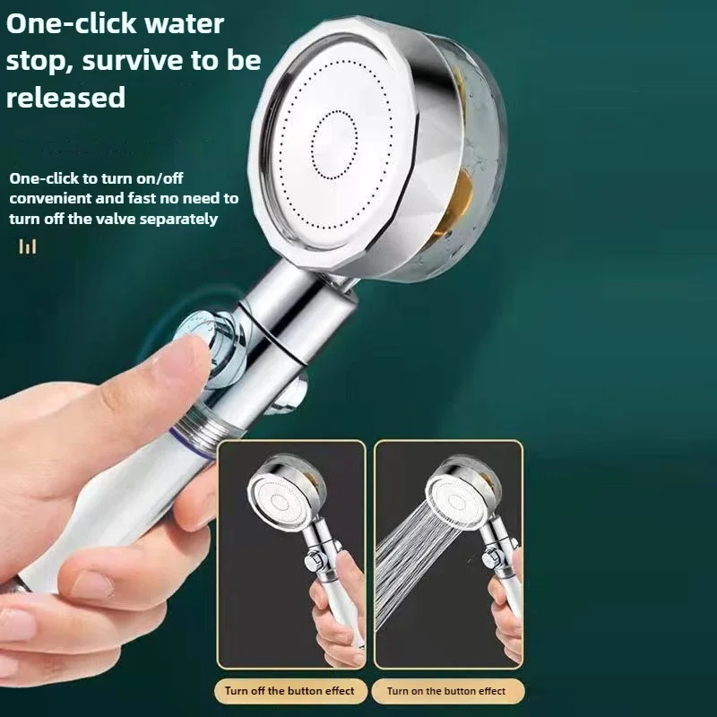 360 Degrees Turbo Rotating Fan Shower Head High Pressure Water Saving Spray Adjustable Showerhead Filters Bathroom Accessories