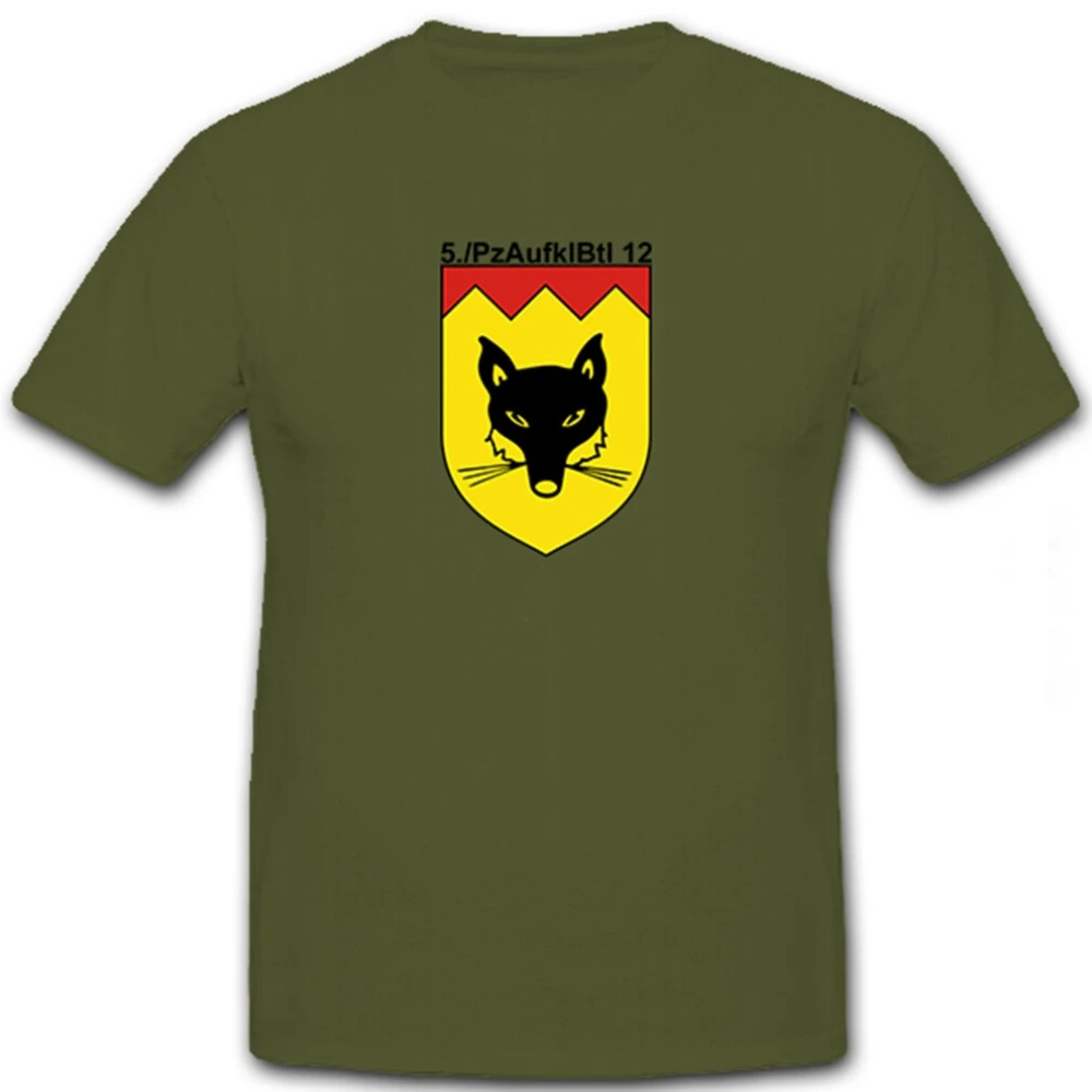 5 pzaufklbtl 12 Bundeswehr Military Armoured Reconnaissance Battalion pattern design -100% cotton O-neck men's printed T-shirt.