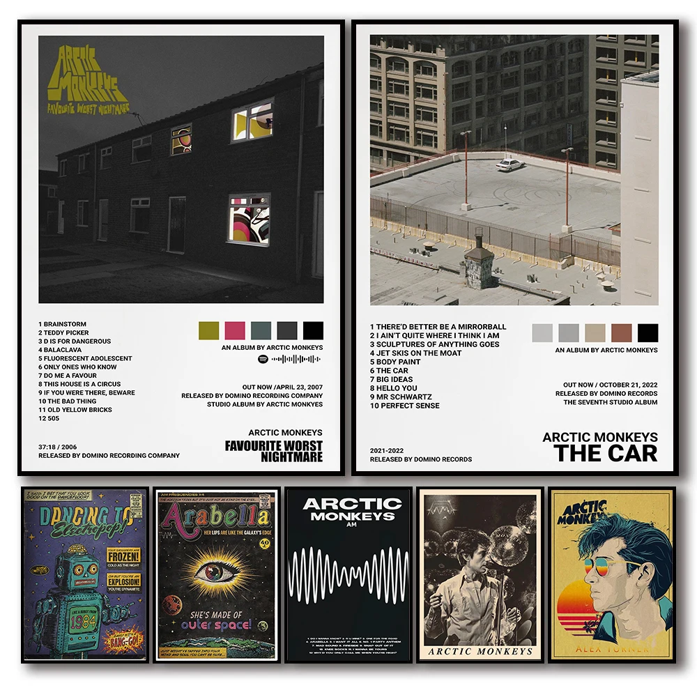 80s Retro Pop Art Arctic Monkey Album The Car Poster Music AM 505 Rcok Comics Canvas Painting Wall Mural Decor Home Room Decor