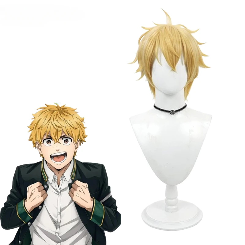 Synthetic Hair Game WIND BREAKER Akihiko Nirei Cosplay Wig 30cm Yellow Color Cosplay Wig Heat Resistant Wigs