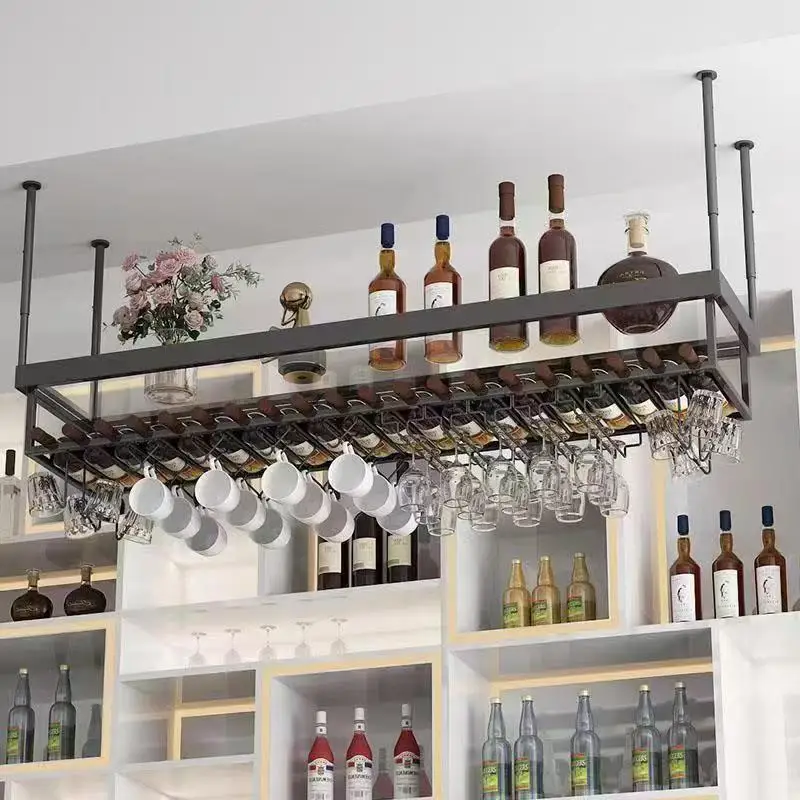 Light luxury stainless steel wine rack bar table hanger hanging red wine glass goblet hanging upside down