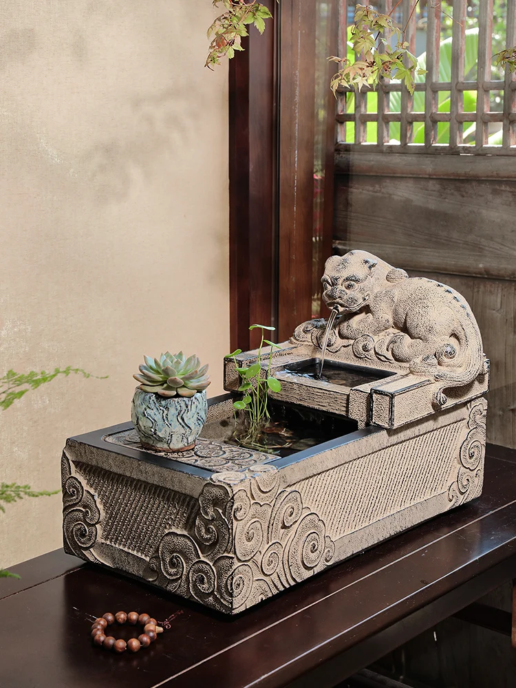 Indoor fortune opening and fortune circulating water landscape stone trough water system landscaping