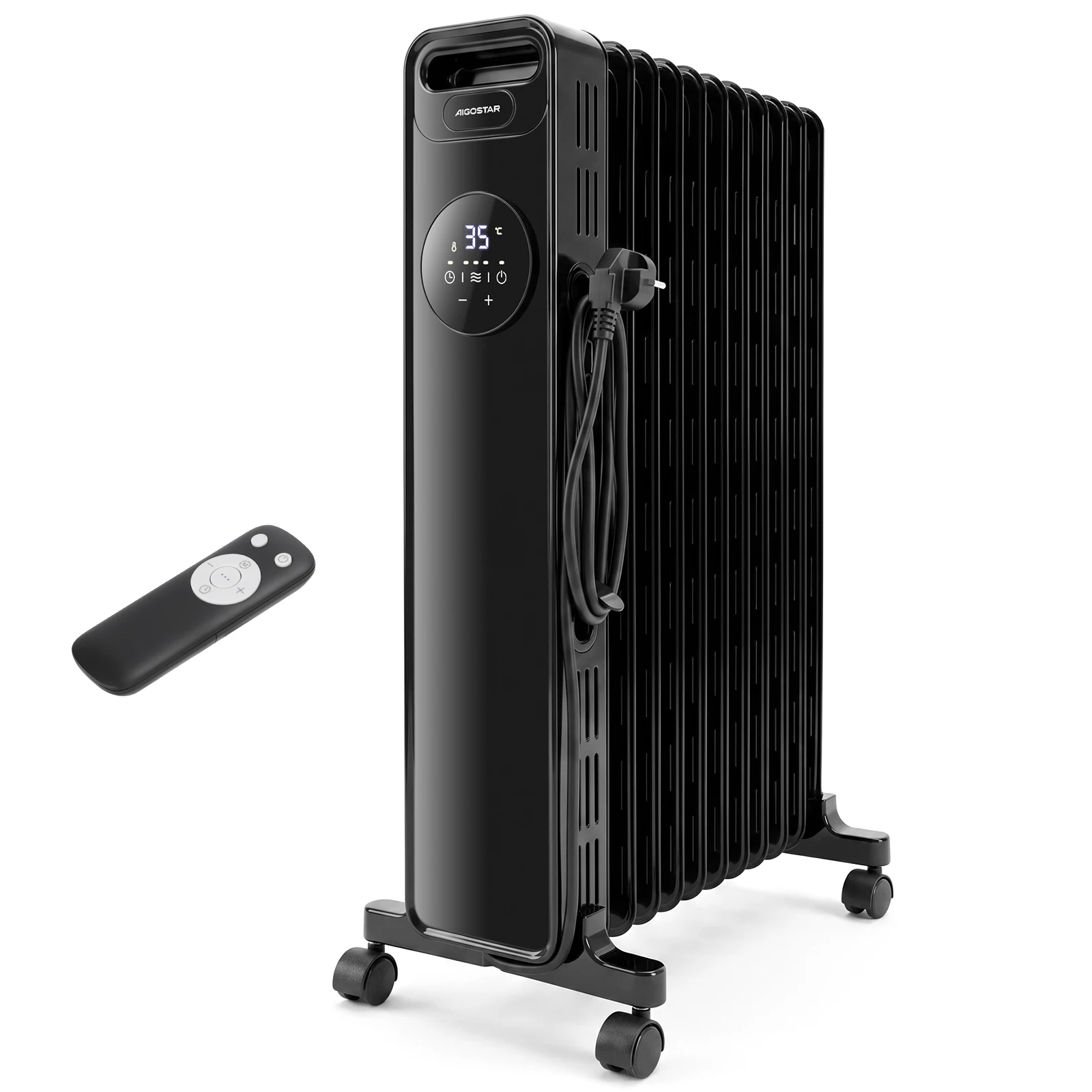 Grzejnik olejowy elektryczny 2300W 11 żeberek pilot termostat LED timer 24h Aigostar