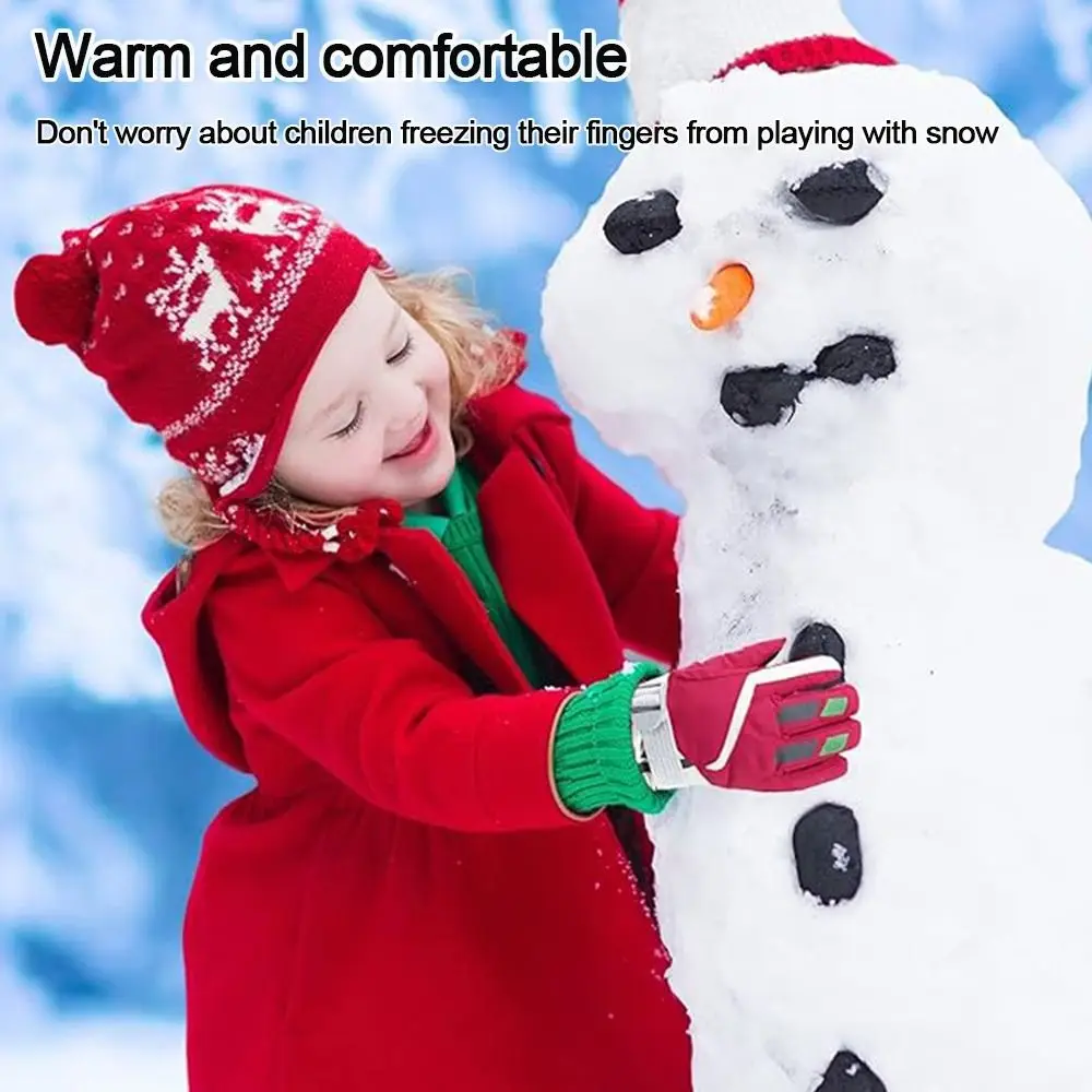 Cute Windproof Children Ski Gloves Waterproof Thicken Warm Kid Gloves Non-slip Mitten Snow Snowboard