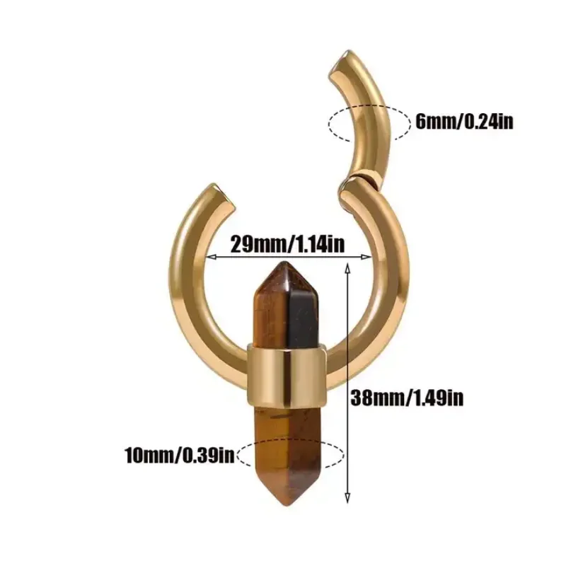 1 قطعة الفولاذ المقاوم للصدأ المغناطيسي دائرة المفصلي الأذن الوزن جمشت حجر عين النمر سداسية مقياس الأذن المتوسع نقالة #2