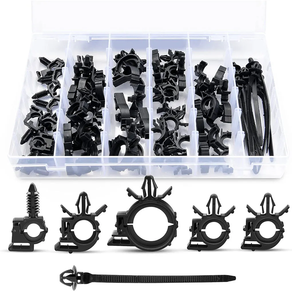 60Pcs/Box Car Wiring Harness Fastener Assortment Set Portable Vehicle Truck Routing Retainer Clip Pipe Cable Clamp