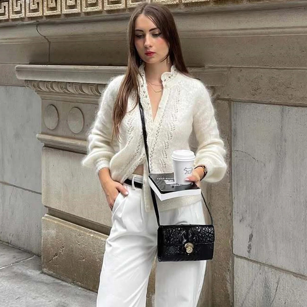 Chic White Women's Lace Cardigan - Oversized Spring Sweater