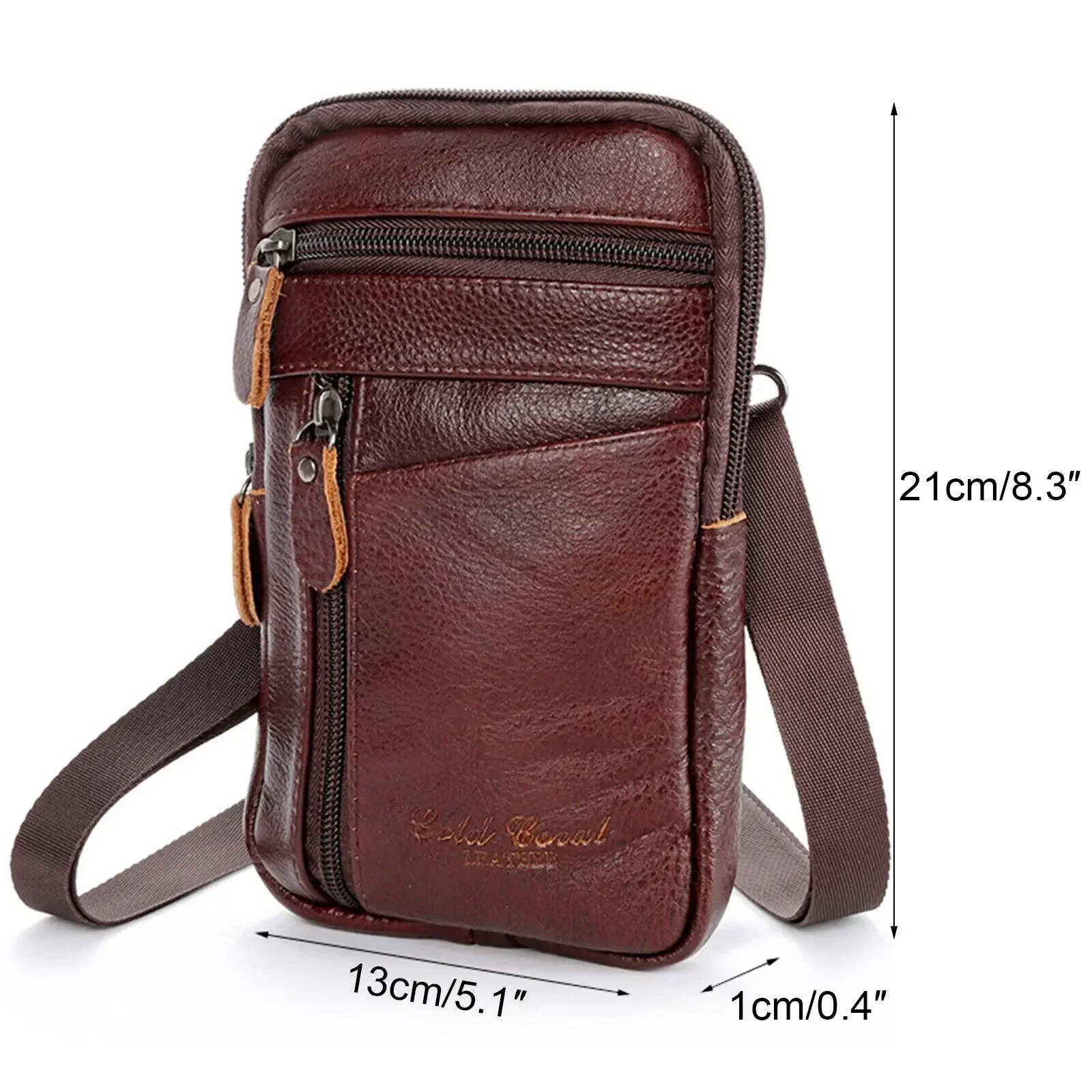 Men PU Leather Shoulder Crossbody Bag Leisure Pure Business Male Waist Belt Bags Casual Mini Mobile Portable Phone Purse