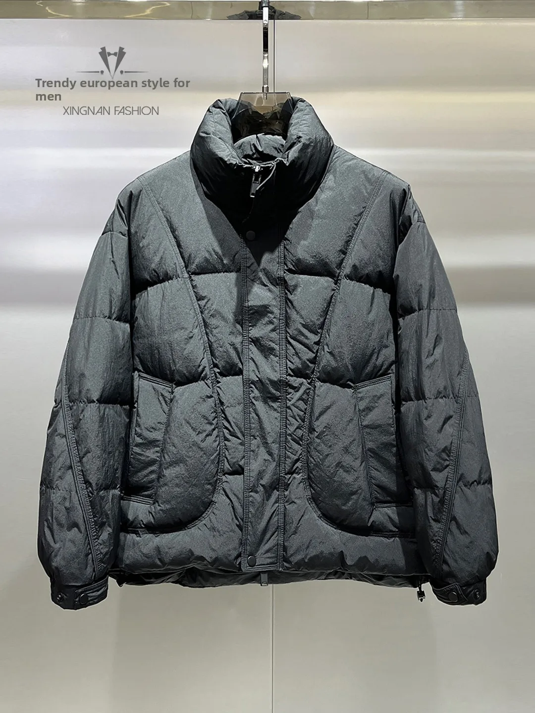 

Мужская утепленная куртка-пуховик из белого утиного пуха, зима 2025, свободный крой, модный дизайн, теплая верхняя одежда, повседневный стиль, на молнии