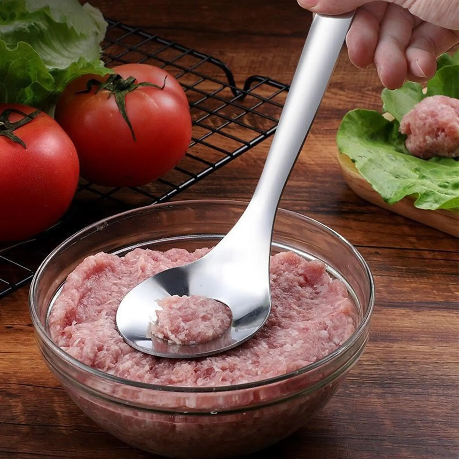 2pcs Meatball Maker Spoon Stainless Steel Non-Stick Creative Meatball Maker Cooking Tools Kitchen Gadgets Meatball Maker