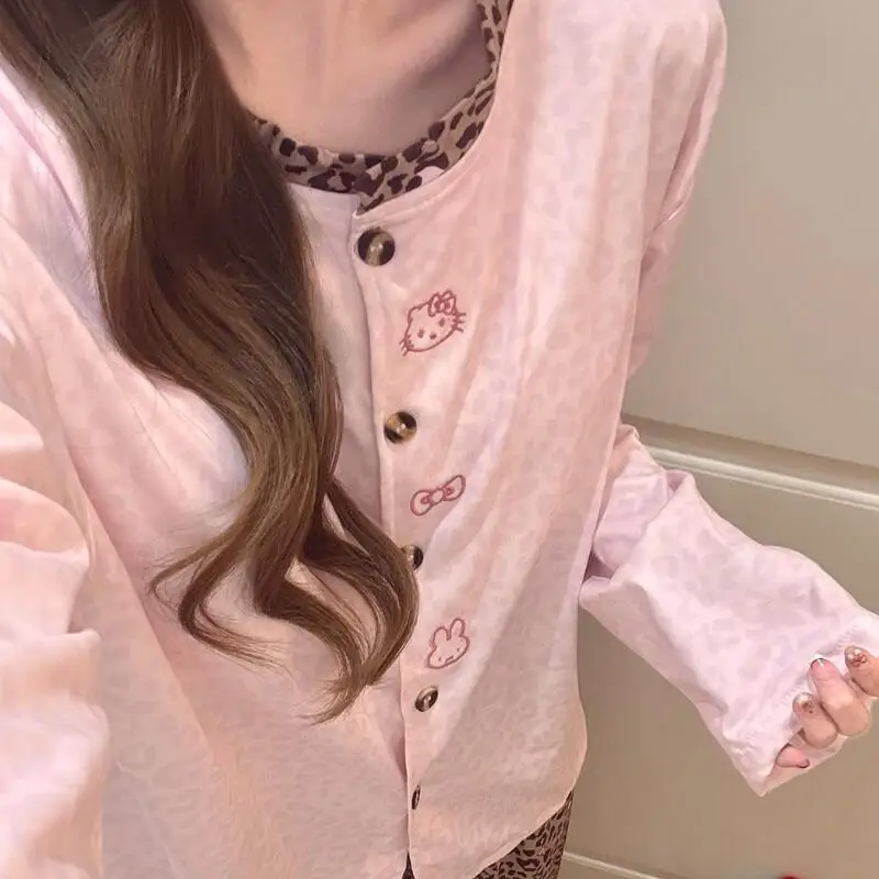 

Korean Fashion Women's Pajamas Cartoon Cute Girl Long Sleeve Pants Spring New Home Clothes Sweet Anime Student Comfort Set Soft