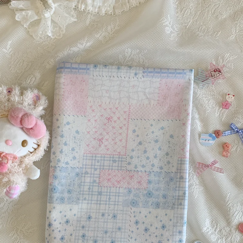 

145cm*50cm Pure Cotton Fabric Blue Pink Star Bow Fabric Suitable For Dresses Pajamas