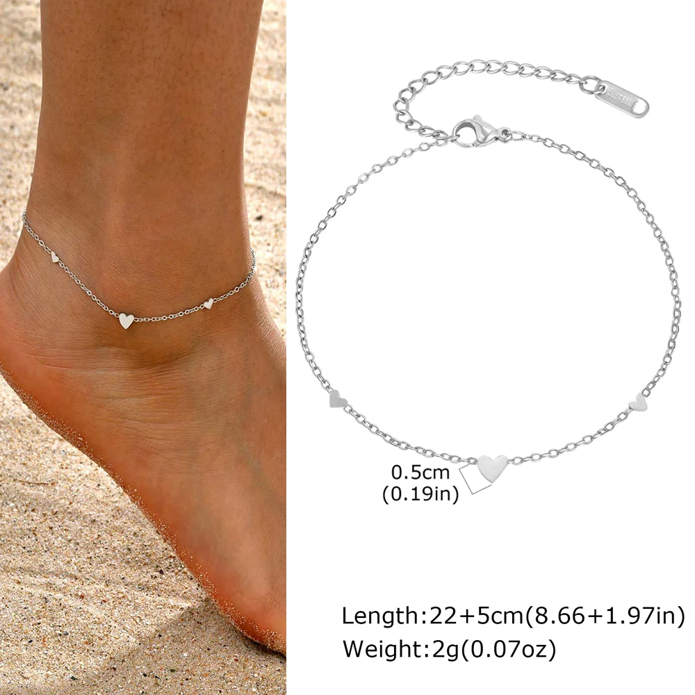 Herz-Fußkettchen aus Edelstahl für Damen, vergoldetes, zartes Fußkettchen-Armband, leichter Luxus-Fußschmuck, Partygeschenke für Mädchen