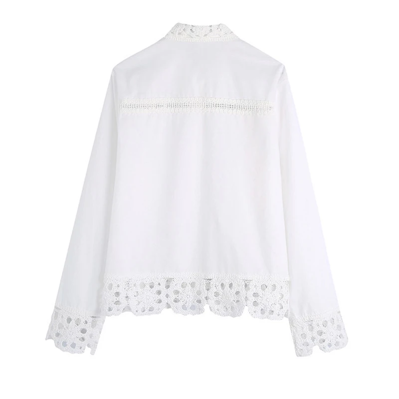 High quality women Lace patchwork set blouse and shorts White Fashion Turn down collar shirt tops Suit trousers INKEO 2T180