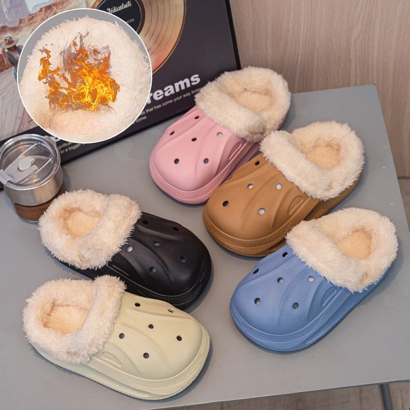 

Детские хлопковые тапочки, зимние теплые плюшевые сабо для детей, нескользящие домашние шлепанцы, повседневные тапочки, хлопковая обувь для мальчиков и девочек, новинка