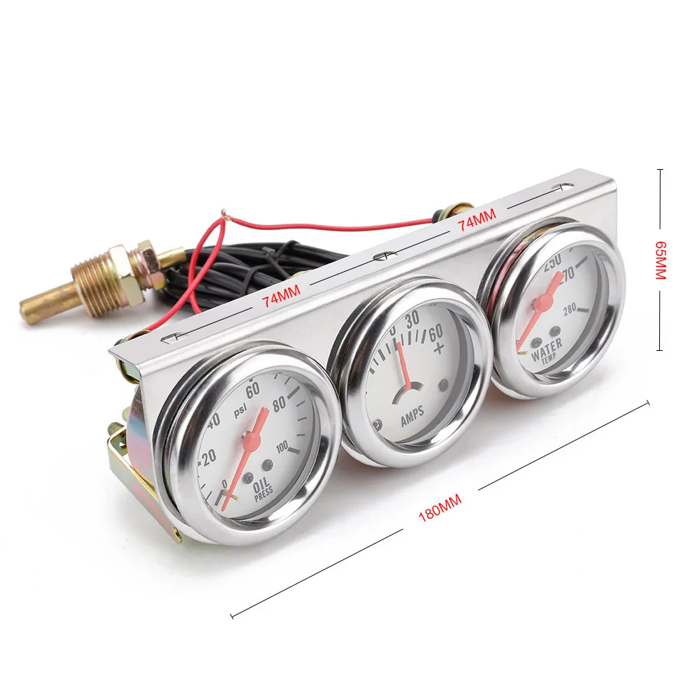 52mm 3 in 1 Mechanical Gauge Oil Water Temp Volt for Car 12V Universal Kit - view 3
