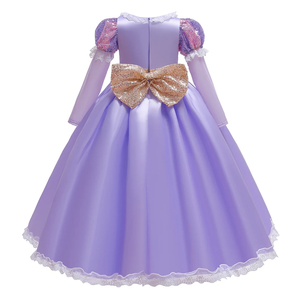 Mädchen Rapunzel Cosplay Kleid Halloween Prinzessin Kind Ballkleider Geburtstags geschenk Kostüm Karneval Vestidos 6y Phantasie langes Licht geführt